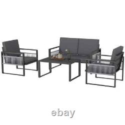 4 Piece Aluminium Garden Dining Set Outdoor Patio Furniture with Cushions Included