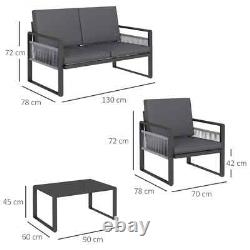 4 Piece Aluminium Garden Dining Set Outdoor Patio Furniture with Cushions Included