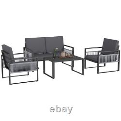 4 Piece Aluminium Garden Dining Set Outdoor Patio Furniture with Cushions Included
