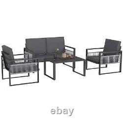 4 Piece Aluminium Garden Dining Set Outdoor Patio Furniture with Cushions Included