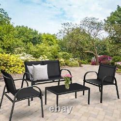 4 Piece Garden Furniture Set Seat Armchair Table for Patio (Without Cushions) UK
