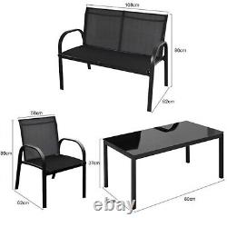 4 Piece Garden Furniture Set Seat Armchair Table for Patio (Without Cushions) UK