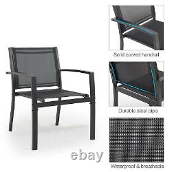 4 Piece Garden Furniture Set Sofa Chairs Rectangular Table Patio Outdoor Black
