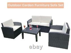 4 Piece Garden Furniture Set Table Chairs Sofa Wicker Outdoor Patio Set