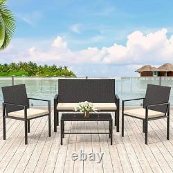 4 Piece Garden Rattan Furniture Table Chairs Sofa Wicker Outdoor Patio Set
