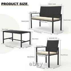4 Piece Garden Rattan Furniture Table Chairs Sofa Wicker Outdoor Patio Set