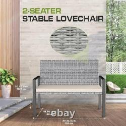 4 Piece Garden Rattan Furniture Table Chairs Sofa Wicker Outdoor Patio Set
