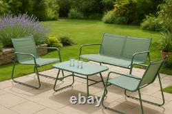 4 Piece Outdoor Garden Lounge Set Green Patio Furniture Chairs Table Sofa