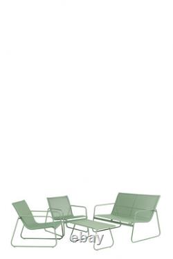 4 Piece Outdoor Garden Lounge Set Green Patio Furniture Chairs Table Sofa