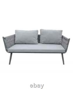 4 Piece Outdoor Woven Grey Furniture Set Patio Garden Furniture with Cushions