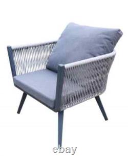 4 Piece Outdoor Woven Grey Furniture Set Patio Garden Furniture with Cushions
