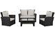 4 Piece Patio Set Rattan Garden Furniture Table Chairs Grey Black And Brown