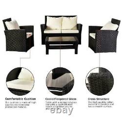 4 Piece Patio Set Rattan Garden Furniture Table Chairs Grey Black and Brown