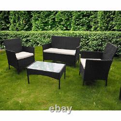 4 Piece Rattan Chair Garden Furniture Corner Sofa Seating Table Chairs Patio New