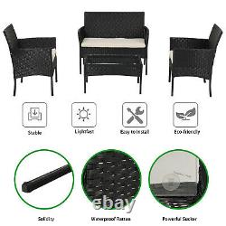 4 Piece Rattan Chair Garden Furniture Corner Sofa Seating Table Chairs Patio New