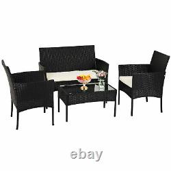 4 Piece Rattan Chair Garden Furniture Corner Sofa Seating Table Chairs Patio New