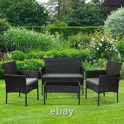 4 Piece Rattan Effect Outdoor Garden Patio Furniture Set Sofa + Table + 2 Chairs