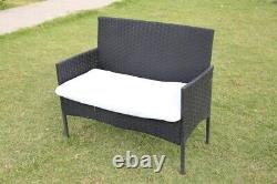 4 Piece Rattan Garden Furniture Outdoor Sofa Chairs Table Patio Wicker Set UK