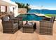4 Piece Rattan Garden Furniture Set Outdoor Mixgrey Patio Table Chairs & Cushion