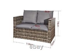 4 Piece Rattan Garden Furniture Set Outdoor MixGrey Patio Table Chairs & Cushion