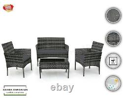 4 Piece Rattan Garden Furniture Set Outdoor Patio Conservatory Chairs Sofa Table