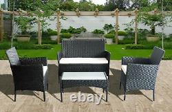 4 Piece Rattan Garden Furniture Set Outdoor Patio Sofa Table Chair with Rain Cover