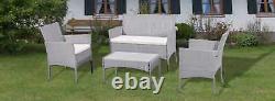 4 Piece Rattan Garden Furniture Set Outdoor Patio Wicker Bistro Table Sofa Chair
