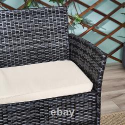 4 Piece Rattan Garden Furniture Set Patio Table Sofa Chairs with Cushions Outdoor