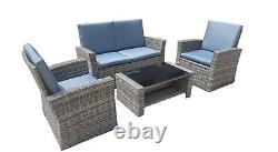 4 Piece Rattan Garden Furniture Set Sofa Assembled Outdoor Patio Wicker