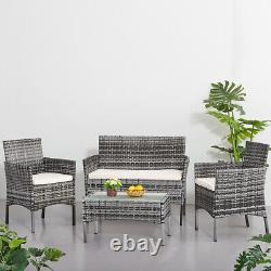 4 Piece Rattan Garden Furniture Set Table Chairs Sofa Conservatory Outdoor Patio