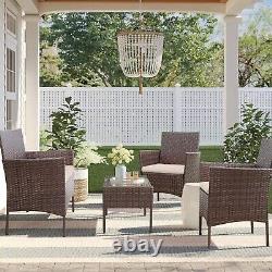 4 Piece Rattan Garden Furniture Set Wicker Outdoor Patio Table Chair Sofa Bistro