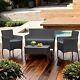 4-piece Rattan Garden Furniture Set- Wicker Patio Sofa, Chairs, Table & Cushions