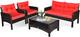 4 Piece Rattan Garden Furniture Set With Cushions & Glass Table Outdoor Patio