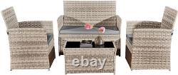 4 Piece Rattan Garden Furniture Sets, Patio Conservatory Set, Include Rattan Lov