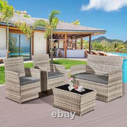 4 Piece Rattan Garden Furniture Sets, Patio Conservatory Set, Include Rattan Lov