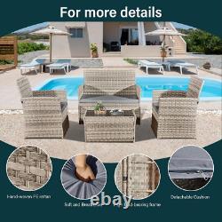 4 Piece Rattan Garden Furniture Sets, Patio Conservatory Set, Include Rattan Lov