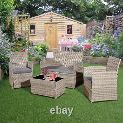 4 Piece Rattan Garden Furniture Sets, Patio Conservatory Set, Include Rattan Lov