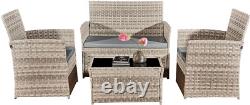 4 Piece Rattan Garden Furniture Sets, Patio Conservatory Set, Include Rattan Lov