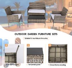 4 Piece Rattan Garden Furniture Wicker Sofa Set Outdoor Patio Table Chairs