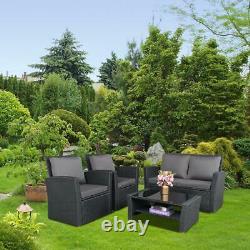 4 Piece Rattan Garden Patio Furniture Outdoor Set Sofa, Chair, Coffee Table UK