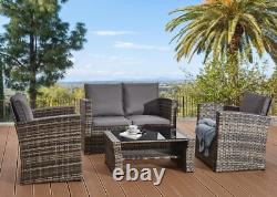 4-Piece Rattan Garden Sofa Chair Table Furniture Outdoor Set Patio Conservatory