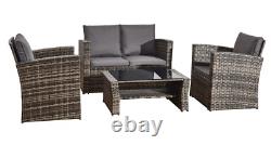 4-Piece Rattan Garden Sofa Chair Table Furniture Outdoor Set Patio Conservatory