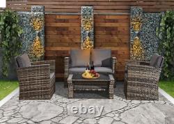 4-Piece Rattan Garden Sofa Chair Table Furniture Outdoor Set Patio Conservatory