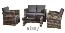 4-Piece Rattan Garden Sofa Chair Table Furniture Outdoor Set Patio Conservatory