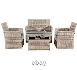 4 Piece Rattan Outdoor Furniture Sofa Table Chair Set Garden Patio Conservatory