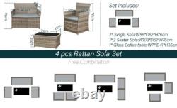 4 Piece Rattan Outdoor Furniture Sofa Table Chair Set Garden Patio Conservatory
