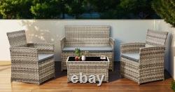 4 Piece Rattan Outdoor Furniture Sofa Table Chair Set Garden Patio Conservatory