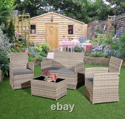 4 Piece Rattan Outdoor Furniture Sofa Table Chair Set Garden Patio Conservatory
