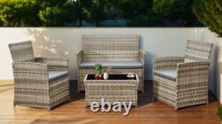 4 Piece Rattan Outdoor Furniture Sofa Table Chair Set Garden Patio Conservatory