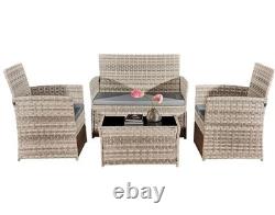 4 Piece Rattan Outdoor Furniture Sofa Table Chair Set Garden Patio Conservatory